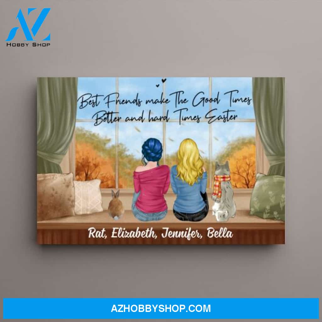 Personalized Canvas, Gift For Dog Lovers, Cat Lovers, Rabbit Lovers, Fall Gift For Sisters Best Friends