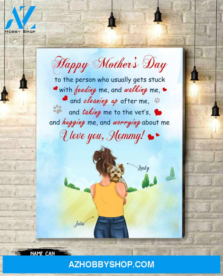 Personalized Canvas Gift For Yorkshire Mom-Hanging Art Above Bed