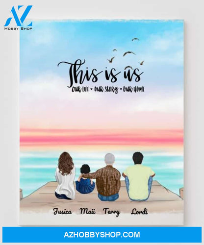 Personalized Canvas, Gifts For The Whole Family Canvas Wall Art, Wall Decor Visual Art Gift Dad, Gift Mom, My Poster Wall Gift Family - 4 People In The Family