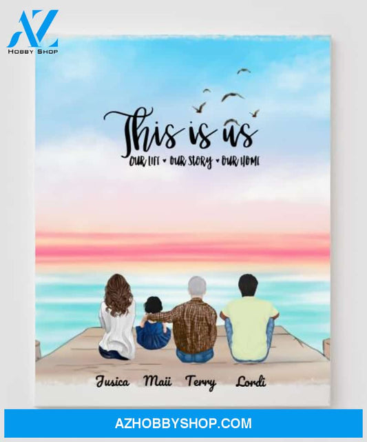 Personalized Canvas, Gifts For The Whole Family Canvas Wall Art, Wall Decor Visual Art Gift Dad, Gift Mom, My Poster Wall Gift Family - 4 People In The Family