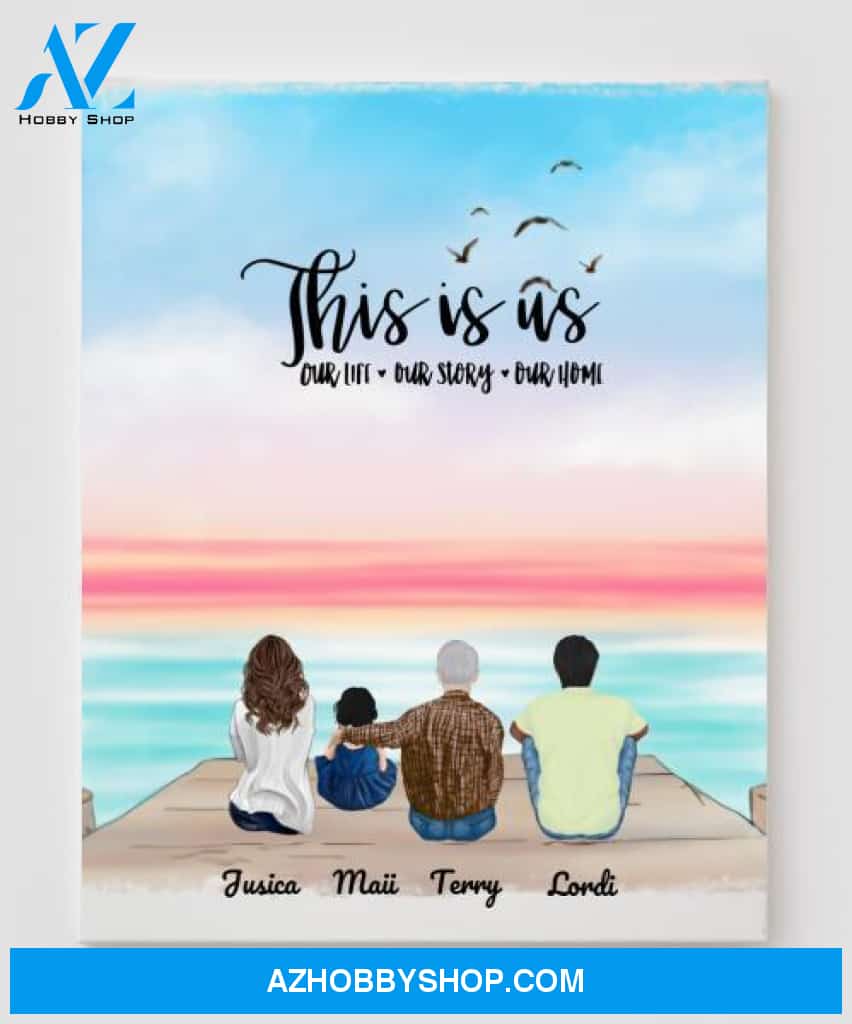 Personalized Canvas, Gifts For The Whole Family Canvas Wall Art, Wall Decor Visual Art Gift Dad, Gift Mom, My Poster Wall Gift Family - 4 People In The Family