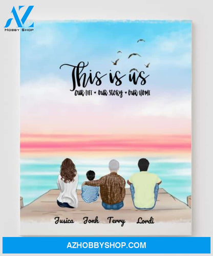 Personalized Canvas, Gifts For The Whole Family Canvas Wall Art, Wall Decor Visual Art Gift Dad, Gift Mom, My Poster Wall Gift Family - 4 People In The Family V2