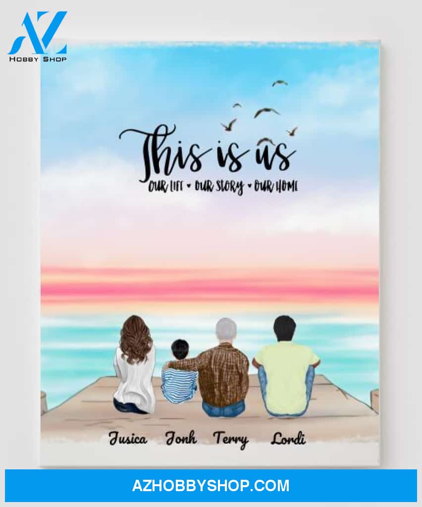Personalized Canvas, Gifts For The Whole Family Canvas Wall Art, Wall Decor Visual Art Gift Dad, Gift Mom, My Poster Wall Gift Family - 4 People In The Family V2