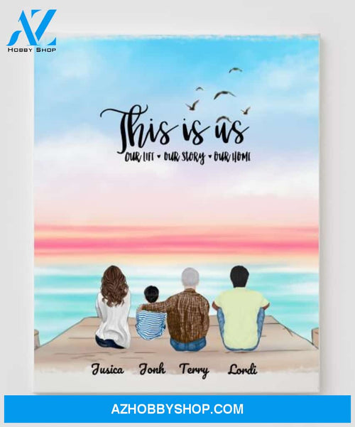 Personalized Canvas, Gifts For The Whole Family Canvas Wall Art, Wall Decor Visual Art Gift Dad, Gift Mom, My Poster Wall Gift Family - 4 People In The Family V2