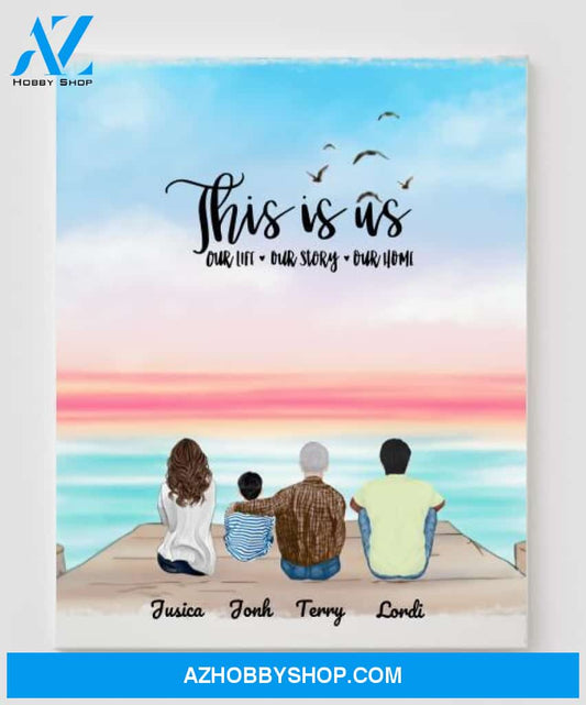 Personalized Canvas, Gifts For The Whole Family Canvas Wall Art, Wall Decor Visual Art Gift Dad, Gift Mom, My Poster Wall Gift Family - 4 People In The Family V2