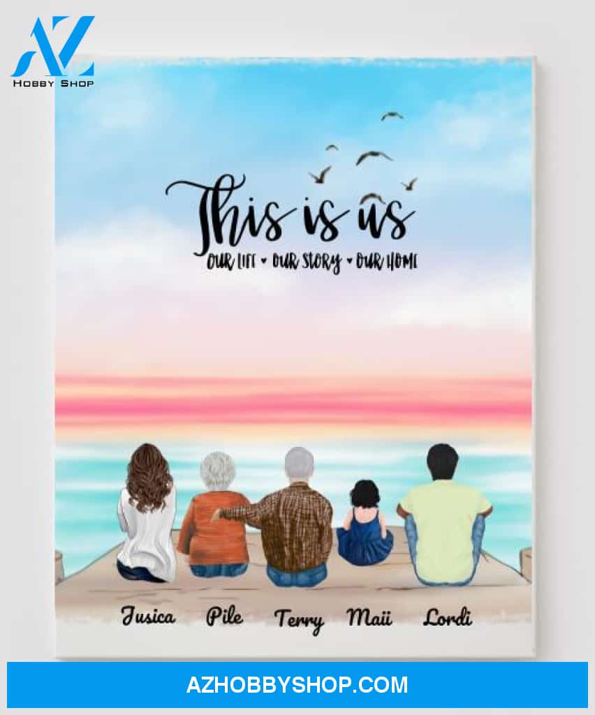 Personalized Canvas, Gifts For The Whole Family Canvas Wall Art, Wall Decor Visual Art Gift Dad, Gift Mom, My Poster Wall Gift Family - 5 People In The Family V2