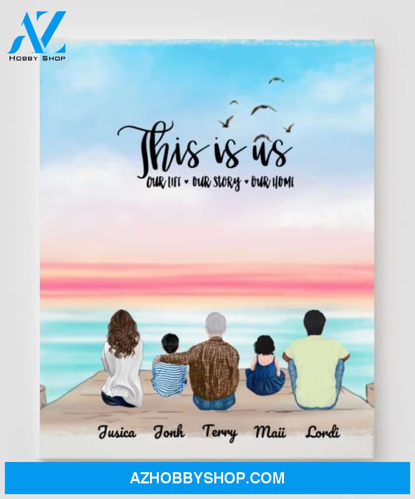 Personalized Canvas, Gifts For The Whole Family Canvas Wall Art, Wall Decor Visual Art Gift Dad, Gift Mom, My Poster Wall Gift Family - 5 People In The Family V3