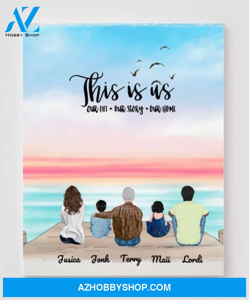 Personalized Canvas, Gifts For The Whole Family Canvas Wall Art, Wall Decor Visual Art Gift Dad, Gift Mom, My Poster Wall Gift Family - 5 People In The Family V3