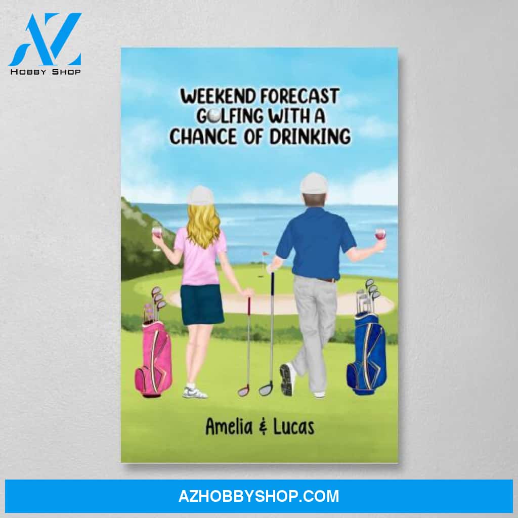 Personalized Canvas, Golf Drinking Partners - Couple And Friends Gift, Gift For Golfers