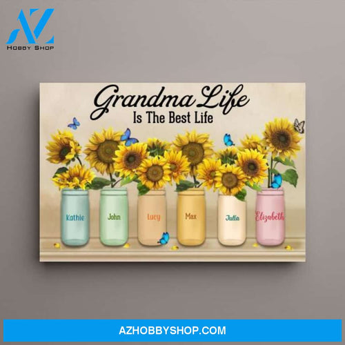 Personalized Canvas, Grandma Life with Grandchildren, Gift for Mother, Grandmother, Birthday Gift