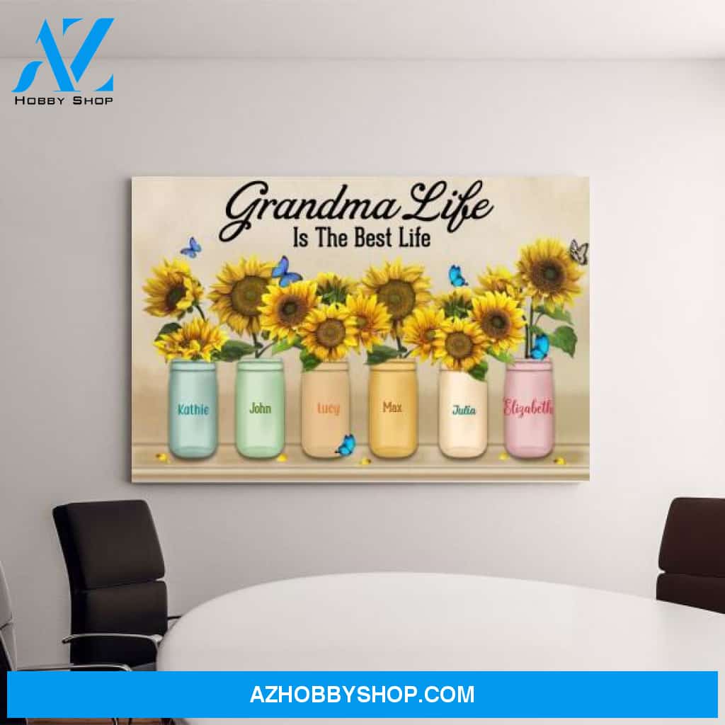 Personalized Canvas, Grandma Life with Grandchildren, Gift for Mother, Grandmother, Birthday Gift