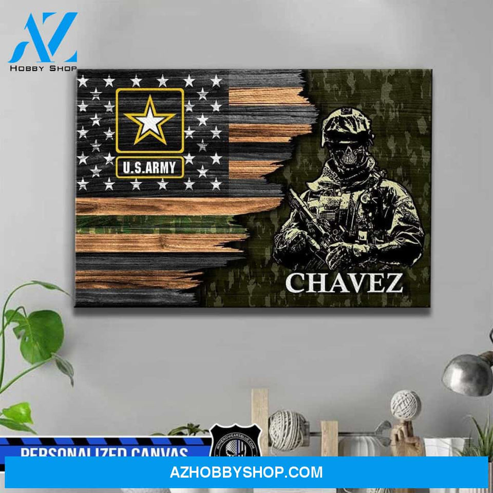 Personalized Canvas – Half Flag – Army Soldier – Canvas
