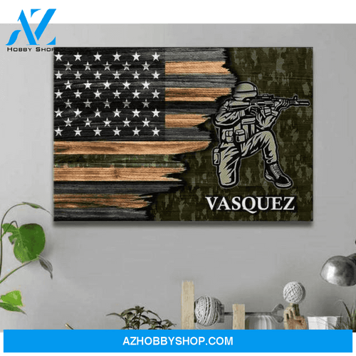 Personalized Canvas - Half Thin Green Line - Army - Ctm