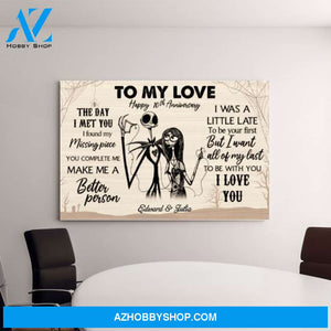 Personalized Canvas, Halloween Couple Anniversary, Gift for Halloween, Wedding Anniversary Gift