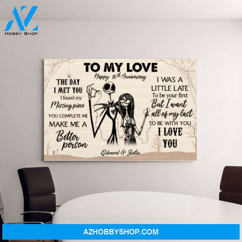 Personalized Canvas, Halloween Couple Anniversary, Gift for Halloween, Wedding Anniversary Gift