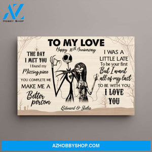 Personalized Canvas, Halloween Couple Anniversary, Gift for Halloween, Wedding Anniversary Gift