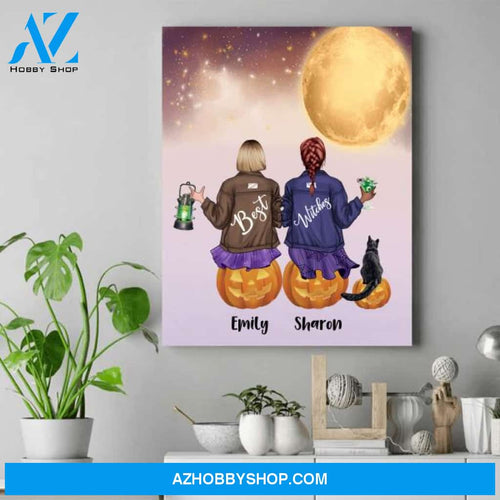 Personalized Canvas Halloween - Gifts For Female Bestie - Up To 3 Girls