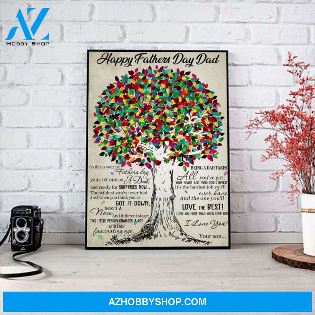 Personalized Canvas, Happy Father's Day Dad Canvas And Poster, Wall Decor Visual Art, Gift Father's Day