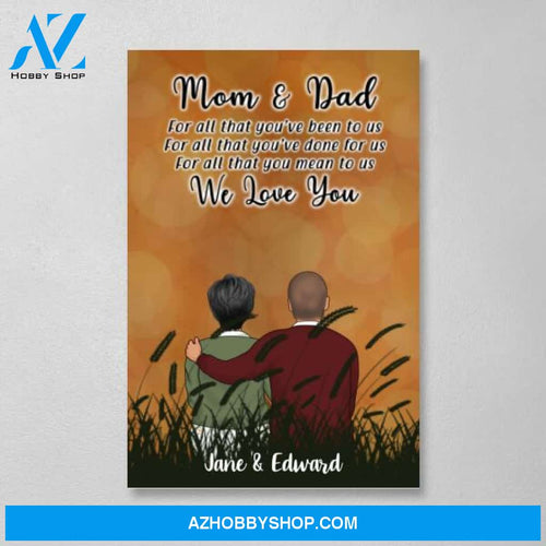 Personalized Canvas, Happy Wedding Anniversary Old Couple, Gift for Parents, Mom & Dad