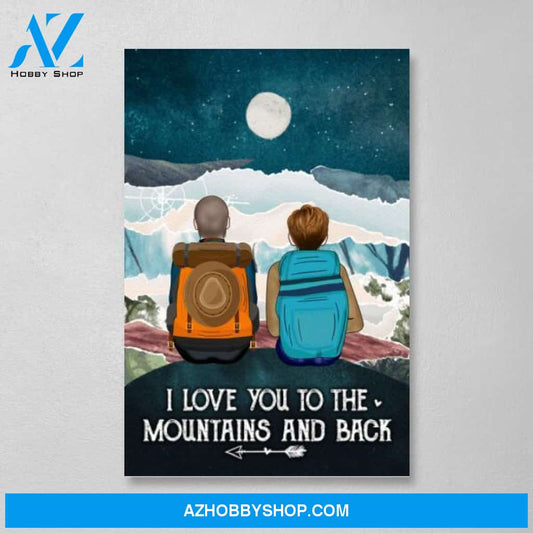 Personalized Canvas, Hiking Couple On Top Of Mountain, Gifts for Hiking Lovers