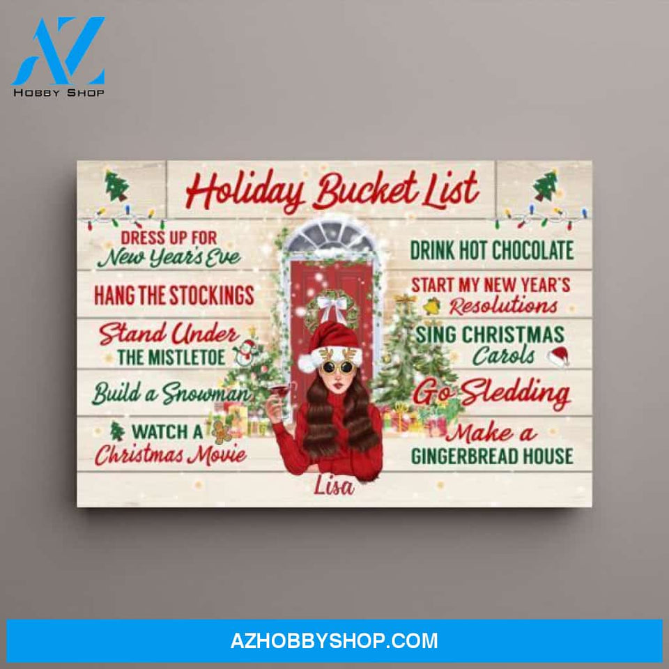 Personalized Canvas, Holiday Bucket List, Christmas Gift For Friends, Sisters