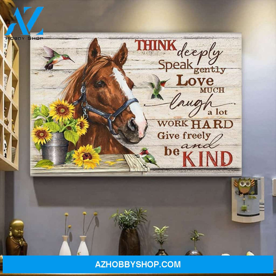 Personalized Canvas Horse And Hummingbird Canvas Think Deeply Speak Gently Christmas Gift Idea Canvas Wall Art