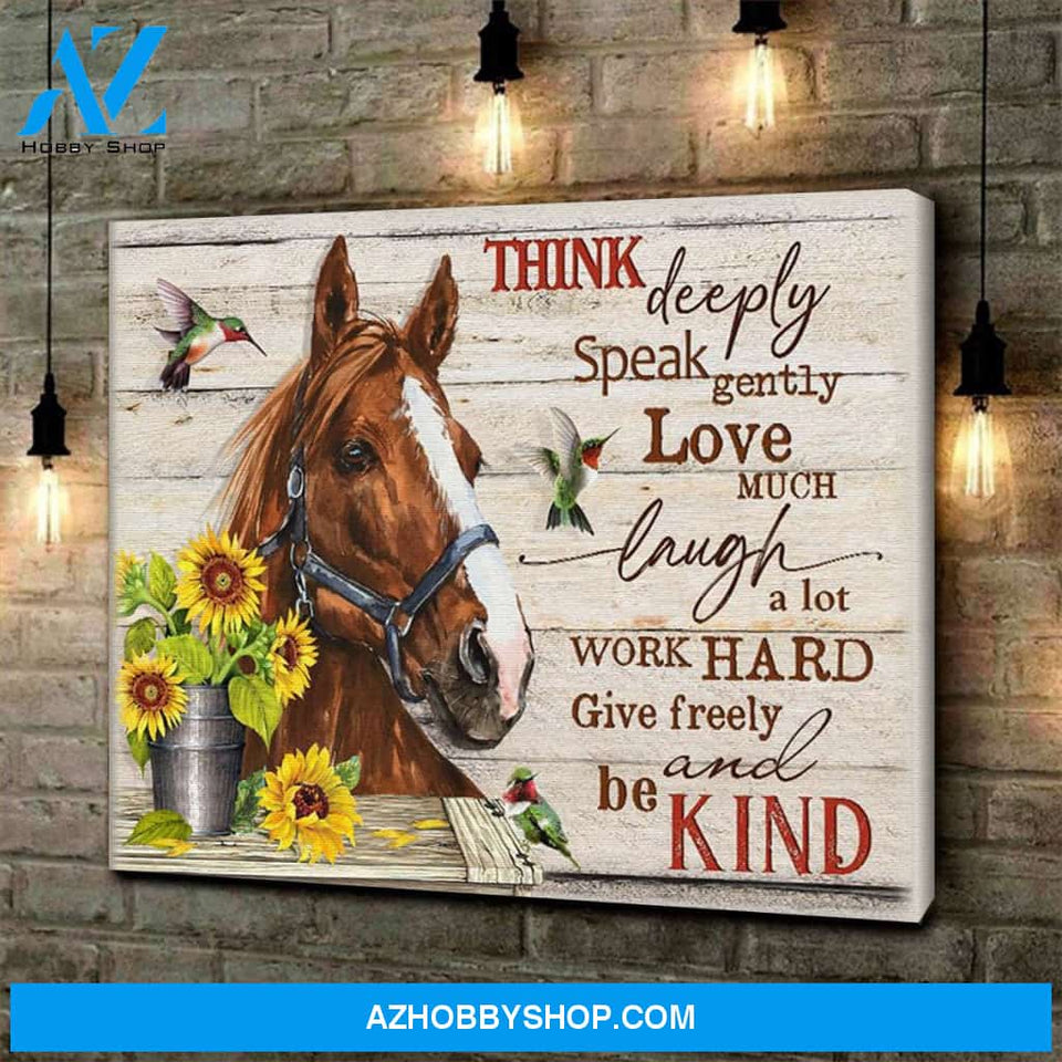 Personalized Canvas Horse And Hummingbird Canvas Think Deeply Speak Gently Christmas Gift Idea Canvas Wall Art