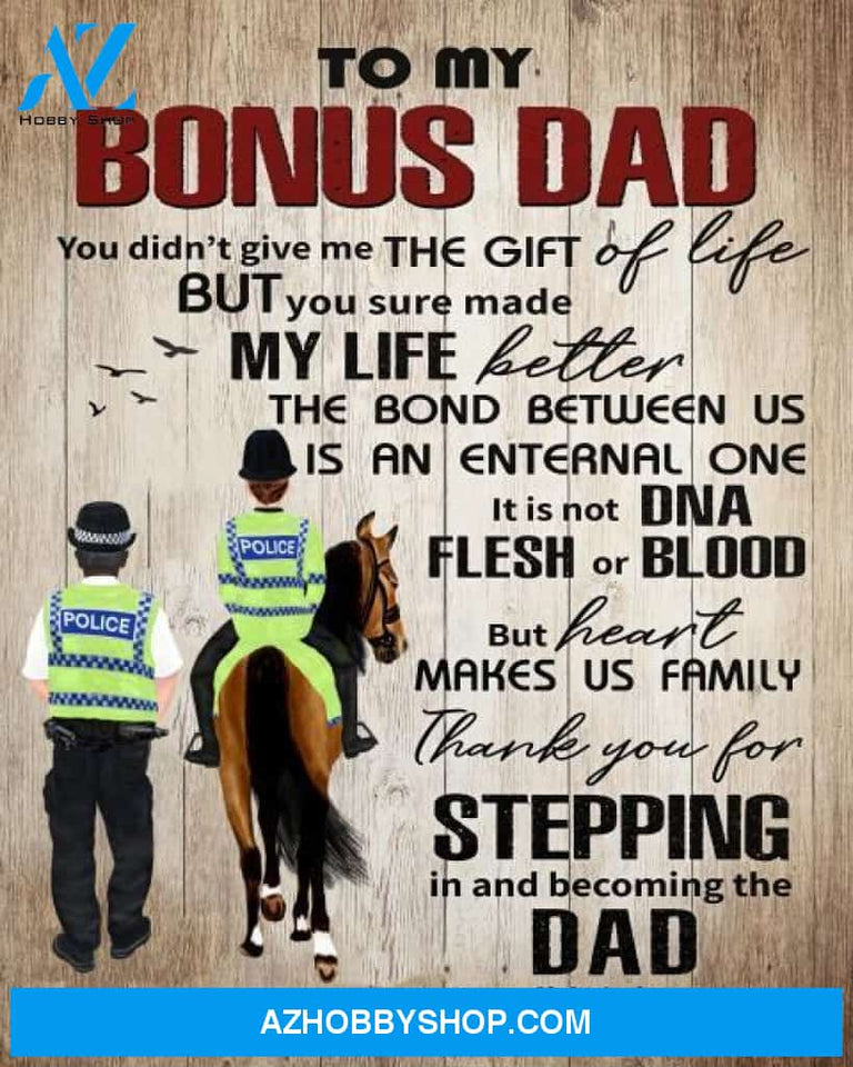 Personalized Canvas, Horse-Married Police Father And Son Canvas Wall Art, Wall Decor Visual Art Best Gift For Dad