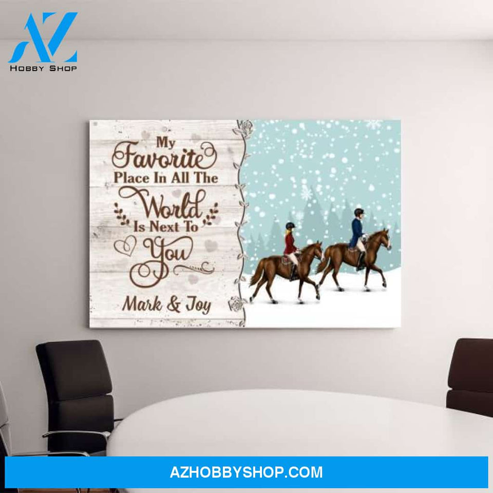 Personalized Canvas, Horse Riding Couple And Friends, Christmas Gift For Horse Lovers