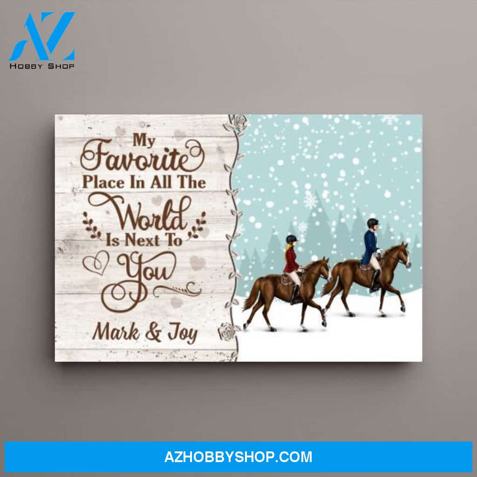 Personalized Canvas, Horse Riding Couple And Friends, Christmas Gift For Horse Lovers