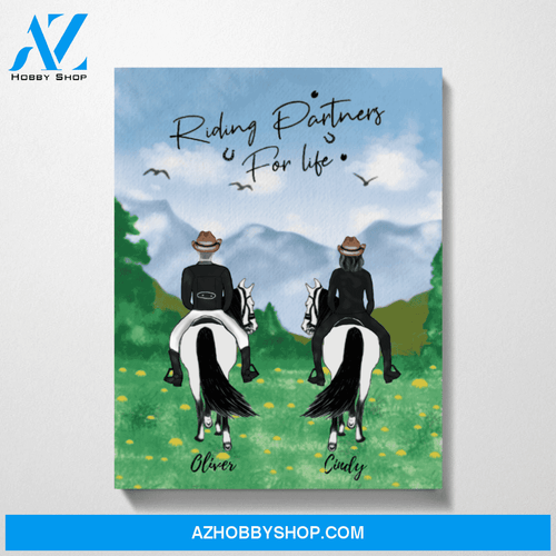 Personalized Canvas, Horse Riding Couple and Friends Gift for Horse Lovers