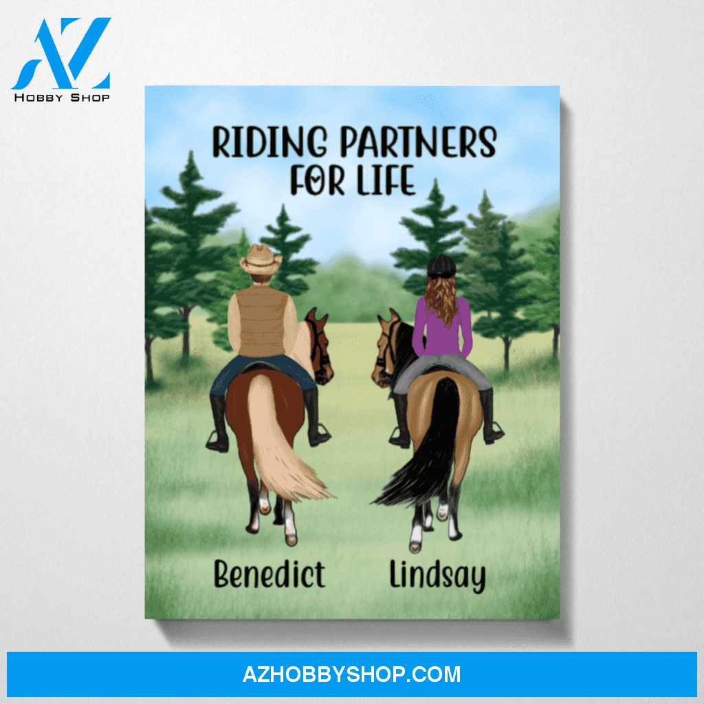 Personalized Canvas, Horse Riding Couple, Custom Gift for Valentine's Day