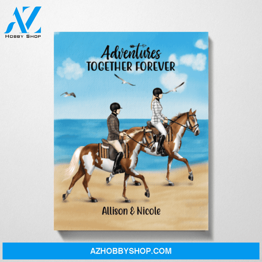 Personalized Canvas, Horse Riding Side View, Custom Gift for Horse Lovers