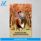 Personalized Canvas, Horseback Riding Couple Holding Hand, Couples Who Ride Together Stay Together, Gift for Horse Lovers