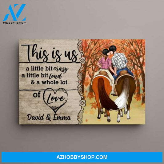 Personalized Canvas, Horseback Riding Couple Holding Hand, This Is Us, Gift for Couple and Horse Lovers