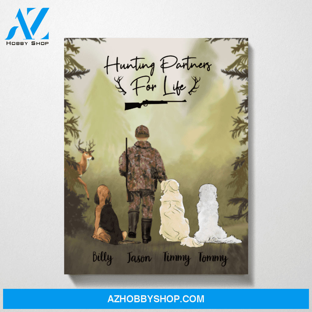 Personalized Canvas, Hunting Man and Dogs, Custom Gift for Dog Lovers
