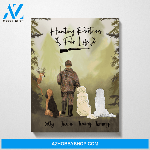 Personalized Canvas, Hunting Man and Dogs, Custom Gift for Dog Lovers