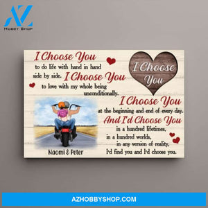 Personalized Canvas, I Choose You To Do Life with, Motorbike Couple, Gifts for Motorcycle Lovers