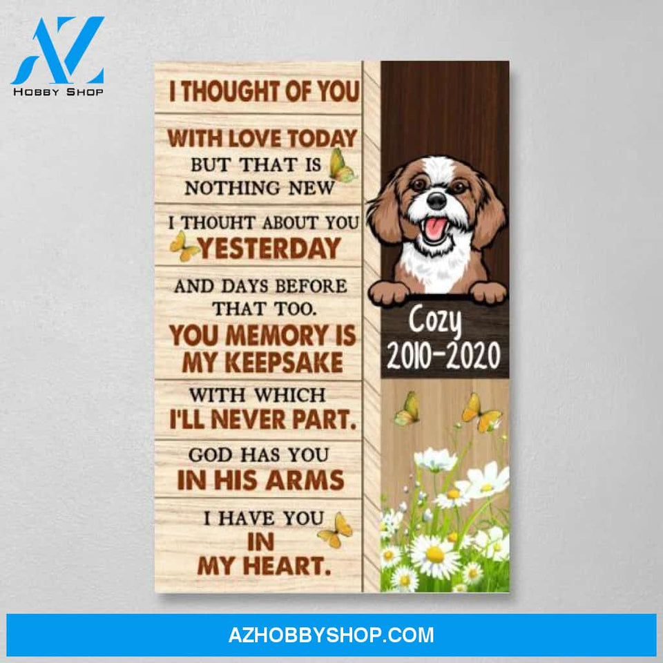 Personalized Canvas, I Thought Of You, Memorial Gifts for Dog Loss, Gift for Dog Lovers