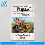 Personalized Canvas, I'd Give My Best Day To Farm with You, Memorial Gifts, Gift for Family