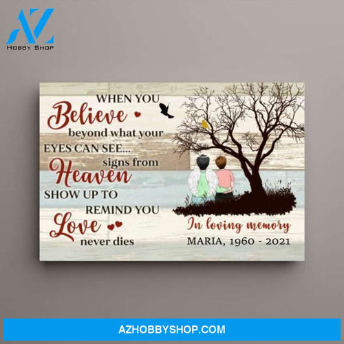 Personalized Canvas, In Loving Memory, Love Never Dies, Memorial Gifts for Lost Of Mom, Remembrance Gifts