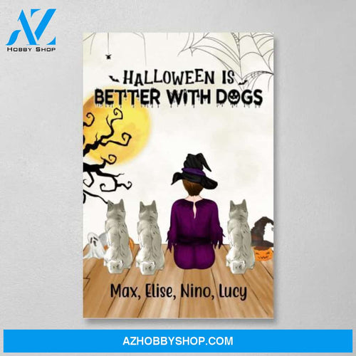 Personalized Canvas, Just A Girl Who Loves Dogs and Halloween, Gift for Halloween and Dog Lovers