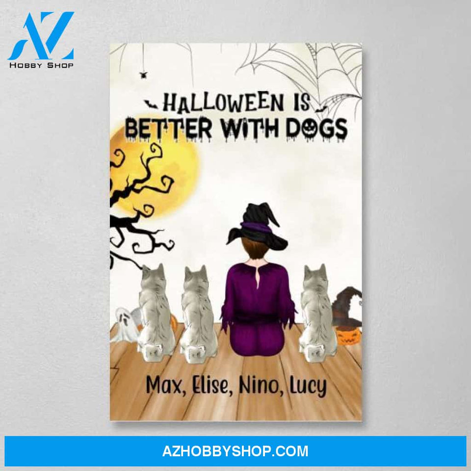 Personalized Canvas, Just A Girl Who Loves Dogs and Halloween, Gift for Halloween and Dog Lovers