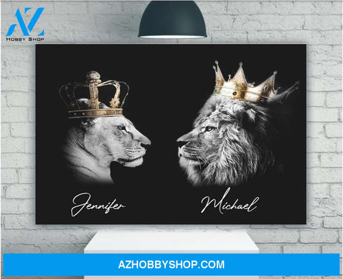 Personalized Canvas, King And Queen Lions Canvas Wall Art