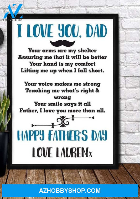 Personalized Canvas, LOVE YOU DADDY Canvas And Poster, Wall Decor Visual Art, Gift Father's Day