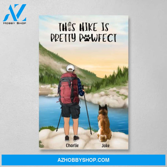Personalized Canvas, Man Hiking with Dogs, Gift for Hiking, Dog Lovers