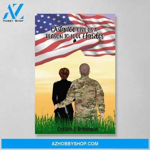 Personalized Canvas, Military Couple and Friends, Gift for Military