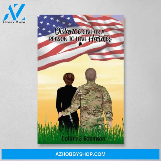 Personalized Canvas, Military Couple and Friends, Gift for Military