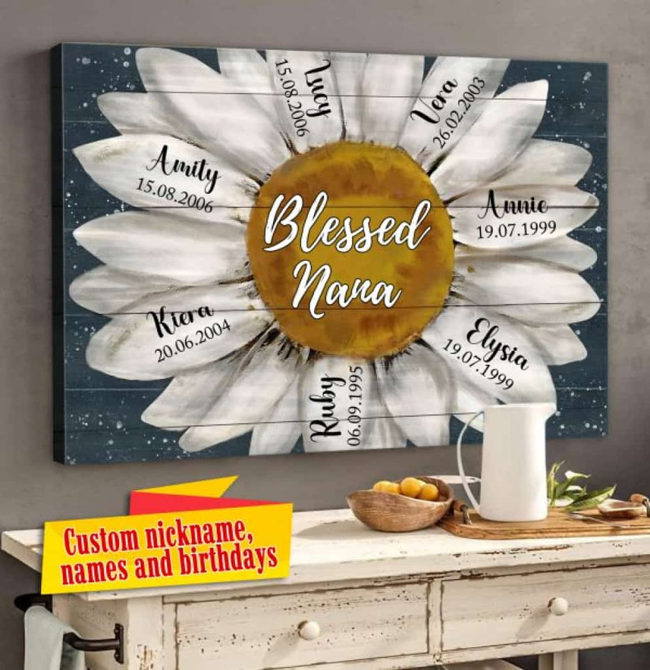 Personalized Canvas Mother Day Gift For Grandma Blessed 18X12 Inches Canvass