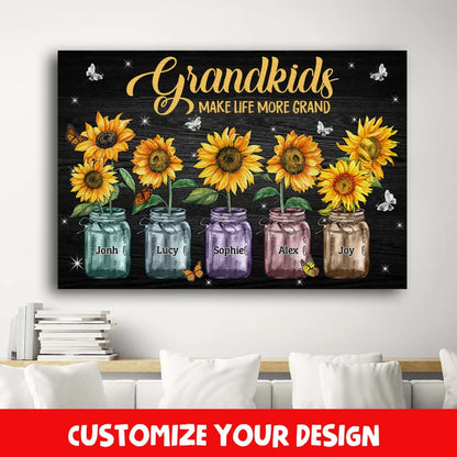 Personalized Canvas, Mother Day Gift For Grandma, Grandkids Make Life More Grand